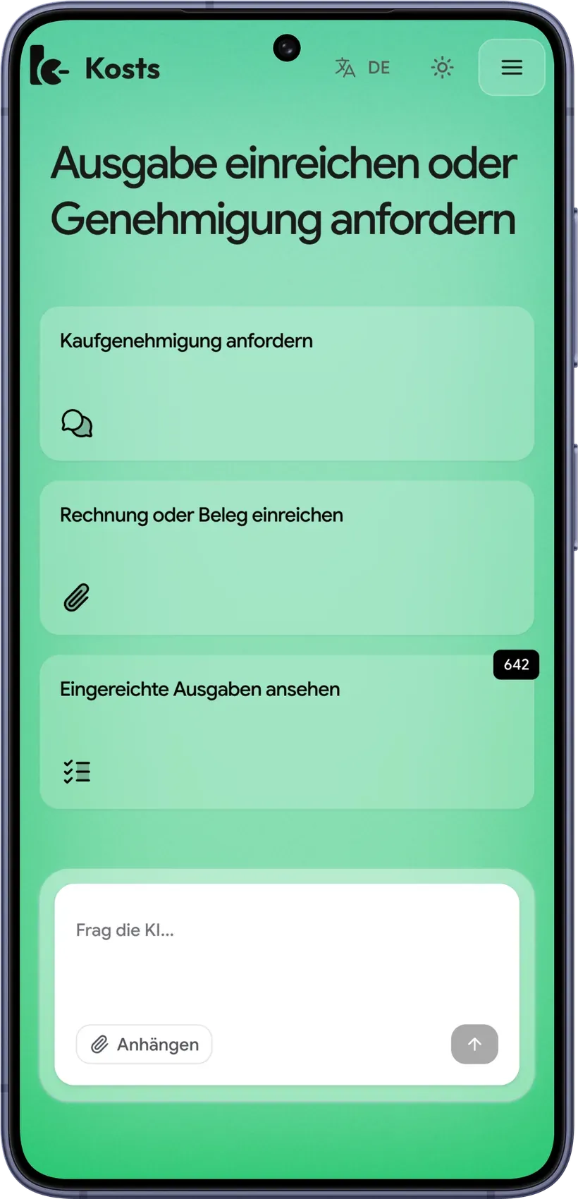 Kosts Mitarbeiter-Portal auf einem Smartphone